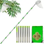 Fruit Picker, Fruit Picker Tool Set, Telescopic Handle Fruit Picker with Telescopic and Cotton Bag High Altitude Portable Fruit Picker, Fruit Picking Equipment for Pear Lemon Orange