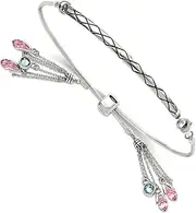 [JewelryWeb] 3.6mm 925 Sterling Silver Polished Artisan Oxidized Crystal Briolette Adjustable Bracelet Link-Bracelet for Women