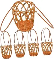 ULTECHNOVO 5pcs Hand Woven Picnic Basket Lightweight Plastic Storage Baskets for Fruits Vegetables and Wine for Outdoor Gatherings and Organizing