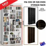 Adjustable CD DVD Bluray Media Book Storage Cabinet Shelf White Black or Brown