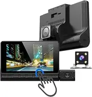 Three Cameras Lens 4.0 Inch Touch Screen Car Dvr Video Recorder FHD 1080P Auto Dash Camera Support Rear View Camera(with 32G Card)