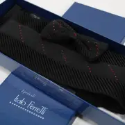 Italo Ferretti NWB Bow Tie & Cummerbund Set Black With Red Swarovski Crystal