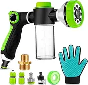Pup Jet Dog Wash Hose Attachment, 8-in-1 Sprayer Mode Garden Hose Nozzle with 100cc Soap Dispenser Bottle, Adopted in Watering Flowers, Car Wash, Dog and Horse Showering (Bathtub)