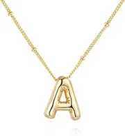 [Krstudent] New glossy balloon 26-letter copper-plated real gold necklace plus size bubble initials collarbone chain fashion item