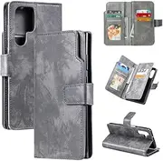 Generic for Samsung Galaxy A33 (5g (Color: Gray) All in One Leather Back case with Magnetic Flip and Wallet
