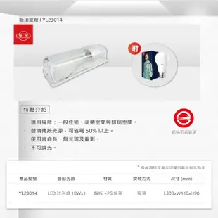 【旭光】LED E27 1尺壁燈 附10W 球泡 白光 2入組(LED 10W 壁燈 浴室燈)