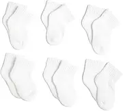 [Jefferies Socks] Unisex Baby 6 Pack Seamless Sport Half Cushion Quarter Socks