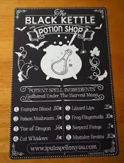 Vintage Black Kettle Potion Shop Witch Cauldron Sign Retro Halloween Home Decor