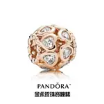 金永珍珠寶鐘錶*PANDORA 潘朵拉 原廠真品 2015 北美限定玫瑰金 簍空愛心鑽 勿下標*