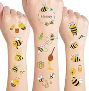 24 Sheets Bumble Bee Temporary Tattoos, Birthday Decorations Bee Party Favors
