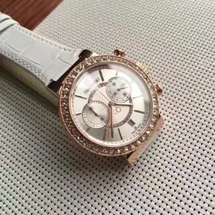 Swarovski施華洛世奇手錶女錶銀色玫瑰金色鑲鑽時尚女士腕錶鱷魚紋小牛皮錶帶