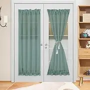 luroner Semi Sheer Curtains Faux Linen Sheers Curtain for Bedroom Living Room Girls Kids Room for Bedroom Living Room Girls Kids Room(Green,137 * 183cm/54 * 72in)