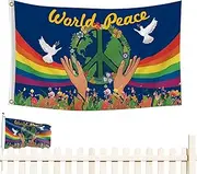 World Peace Flag, Peace Garden Flag - Peace Sign Symbol Flag - Peace Flag 3x5 Ft Outdoor Peace Sign Symbol Flag with D