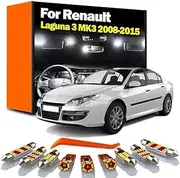 12Pcs LED Interior Map Dome Light Kit, For Renault Laguna 3 III MK3 2008 2009 2010 2011 2012 2013 2014 2015 Car Bulbs