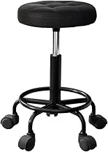 Artiss PU Salon Stool, Round Bar Stools Swivel Lounge Drafting Chair Piano Guitar Seat Hairdressing Barber Chairs Outdoor Spa Indoor Home Office Kitchen Furniture, Adjustable Height Lift Black