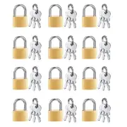 12 Pack Padlock Small Padlock Solid Brass Locks with 3 Key for Luggage8348