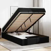 vidaXL Ottoman Bed with Mattress Black Super Single Faux Leather