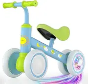 Lilian&Gema Bicycle without Pedals for Children from 1 Year of Balance - Toys Babies 12 to 24 Months, Colorful Lights Bicycle Children 4 Wheels with Soft Seat, Gifts Baby 1 Year