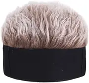 [Cimjim] Novelty Hair Visor Cap with Peaked Wig Adjustable Baseball Hat with Hair
