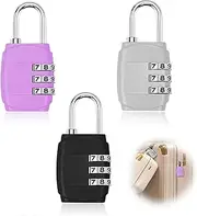 [QttvbTna] 3 Pack Luggage Locks, 3 Digit Combination Padlock Codes with Alloy Body, Resettable Code Locks Suitcase for Suitcase Travel Bag Gym Shed Bike Locks - Black, Silver, Purple