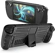 Kickstand Protective Case for Steam Deck, SENQAO TPU Cover Case with Adjustable Stand Base Compatible with Steam Deck, Shock-Absorption, Non-Slip, Anti-Scratch Cover Protector, Steam Desk Accessories