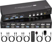 8K Dual Monitor KVM Switch HDMI+Displayport 4 Computers 2 Monitors 8K 60Hz 4K 12