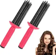 Curly Hair Brush, 2 Pack Air Fluff y Bounces Curl Brush, 17 Tooth Curling Roll Comb with Non-slip Handle, Wet and Dry Curl Separating Defining Comb, Professional Hair Styling Tool, for Women & Girls
