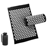 OZNALA Yoga Massage Acupressure Mat Sit Lying Mats Pain Stress Soreness Relax AU Black