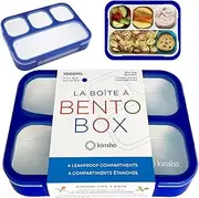 Bento Lunch Box for Kids Boys Adults, School Lunch-Box 4 Leakproof Compartments Snack Container with Utensils, Blue