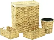 4 Piece Bathroom Set Water Hyacinth Natural Decor Storage Accessories Home