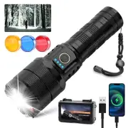 Rechargeable Flashlights 900000 High Lumens Super Bright LED Flashlight High ...