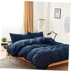 - Grid Cotton Duvet Cover Set, Plaid Checkered Geometric Farmhouse, 100%