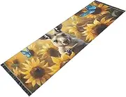 PDZRMY Washable Runner Rug Animal Sunflower Butterfly 2’ x 6’ Non-Slip Kitchen Runner Rug for Hallways Entryway Bedroom Living Room Carpet Runner- Soft Thin Mat for Family Pet