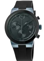 MovadoBold Fusion Black Chrono Dial Black Silicone Strap Men's Watch 3600713