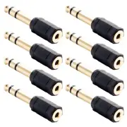8x 3.5mm 1/8" Female to 6.35mm 1/4" TRS Male Stereo Audio Adapter Headphone Gold