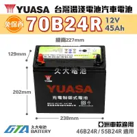 在飛比找蝦皮購物優惠-✚久大電池❚ YUASA 湯淺電池 70B24R 免保養 汽