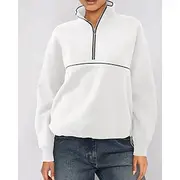 Women's Sweatshirt Track Top Pullover Patchwork Zipper Long Sleeve Top Athleisure Fall Thermal Warm Windproof Tennis Golf Running Sportswear Activewear Color B