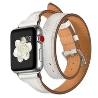 在飛比找樂天市場購物網優惠-錶帶 適用于iwatch1/2/3代蘋果手表真皮雙圈錶帶ap