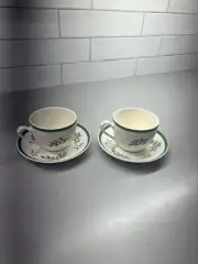 Spode England Christmas Tree Coffee Tea Cup and Saucer Set Of 2