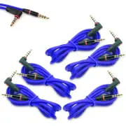 5X 4FT 3.5MM AUX AUXILIARY L-SHAPE AUDIO CABLE BLUE FOR NOKIA LUMIA 820 Z10 Z30