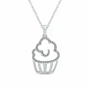 Natural Diamond Accent Cupcake Pendant in Sterling Silver