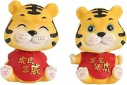 Cabilock 2pcs Tiger Resin Animal Car Decor Realistic Automobile Adornments for Unique Home and Garden Decoration Cute Animal Doll Accessories Present for Friends