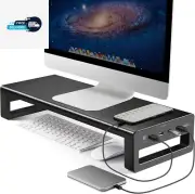 USB 3.0 Monitor Stand, Metal Monitor Riser with Hub, Support Transfer Data, Keyb
