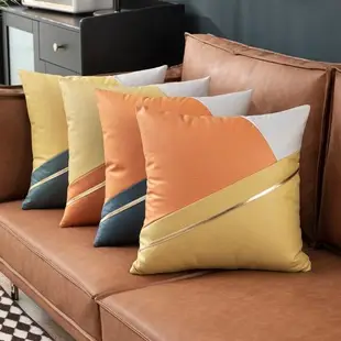 美式科技布抱枕歐式純色沙發靠墊客廳靠枕床頭大號靠背抱枕套車用