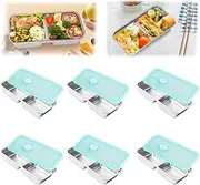 Grab and Go Snack Containers, 6 PCS Stainless Steel Double Compartment Snack Containers, Reusable & Dishwasher-Safe, Ideal for Travel and Outdoor Camping
