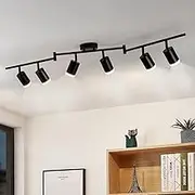Gr4tec Ceiling Spotlight LED 6 Bulbs, Modern LED Ceiling Light Spotlight Black, Ceiling Light Spot Swivelling, Metal Ceiling Spotlight GU10 for Hallway, Kitchen, Bedroom, Living Room (Bulb Not