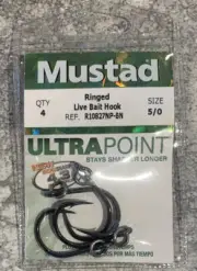 Mustad Ringed Live Bait Hooks 5/0
