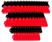 168pc GOLIATH INDUSTRIAL SOCKET TRAY RACK RAIL HOLDERS RED/BLACK DEEP SHALLOW