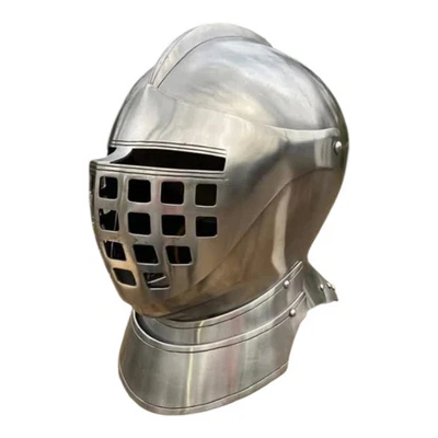 Medieval Knight Steel Helmet Combat-Ready Armored Helmet LARP SCA Reenactment Ge