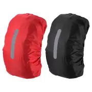 2Pcs 40-50L Waterproof Backpack Rain Cover with Vertical Strap m Black/Red